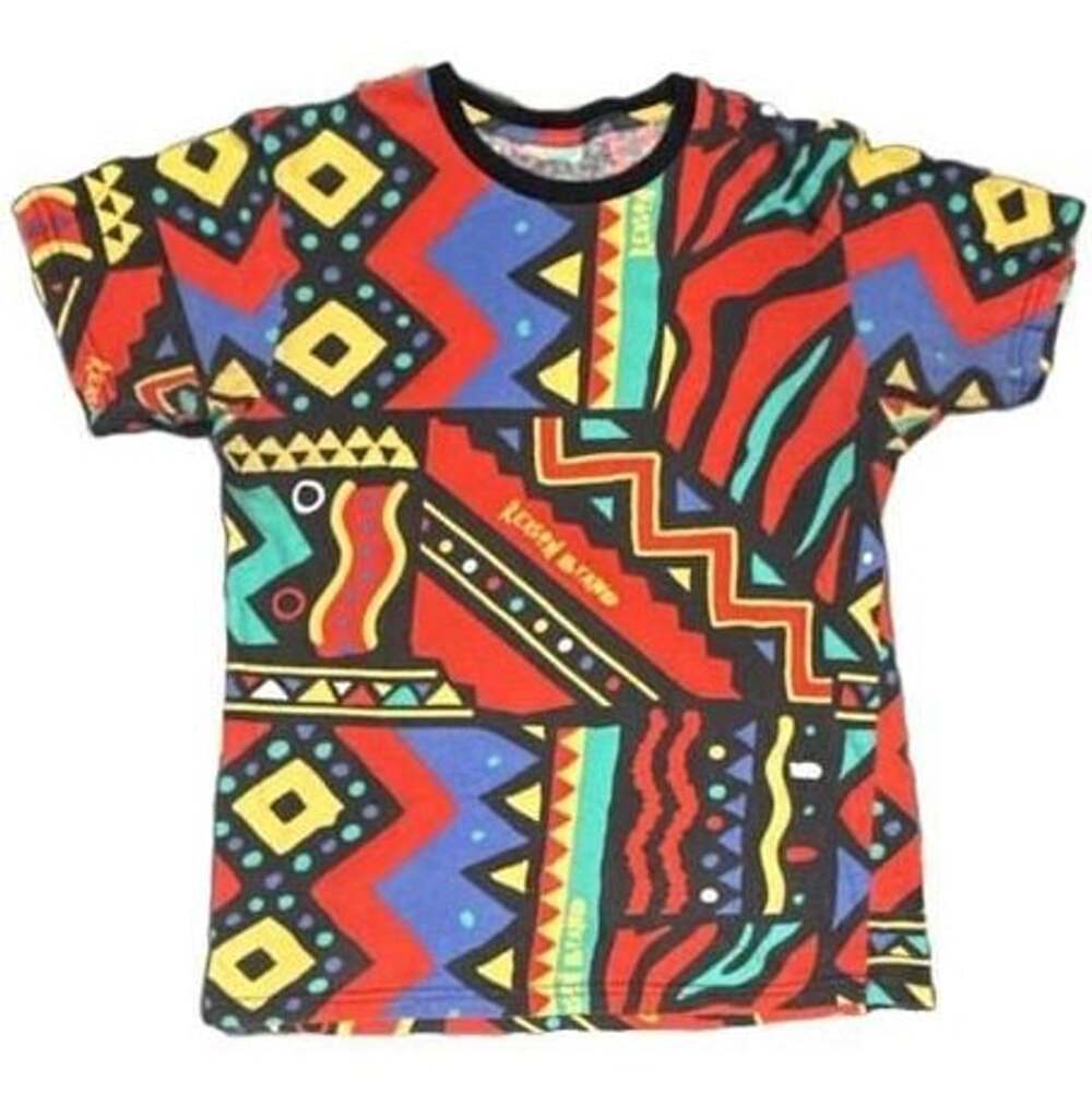 Reason Brand Geometric All-Over Print T-Shirt Multi Color Used-Good